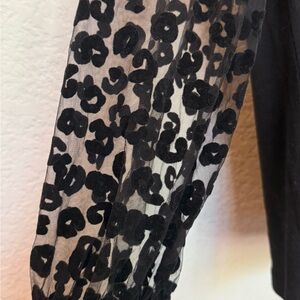 Elegant Black Leopard Sleeve Top